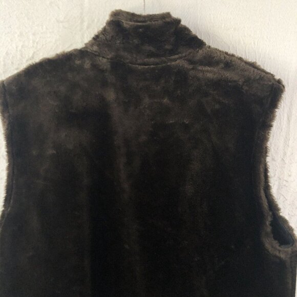Vintage Carol Wier Vegan Fur Vest Womens Extra Large Brown Faux USA Mobwife - Picture 10 of 13